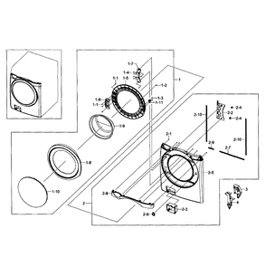 Front / Door Assembly Diagram and Parts List for WF511ABW XAA-04 Samsung Washer