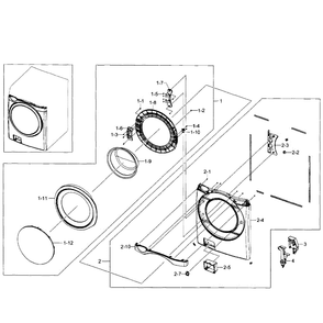 Front Section Diagram and Parts List for WF520ABW XAA-02 Samsung Washer