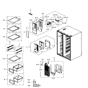 Freezer Diagram and Parts List for RS25H5111BC AA-01 Samsung Refrigerator