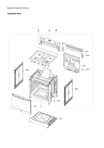 Mechanical Parts Assembly Diagram and Parts List for NX60A6511SS AA-00 Samsung Range