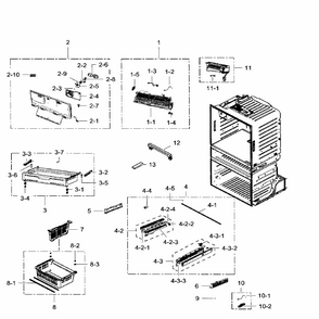Freezer Diagram and Parts List for RF28HMEDBWW AA-0005 Samsung Refrigerator
