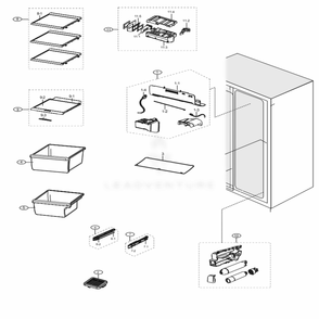 Fridge Diagram and Parts List for RS25J500DSR (AA)(0001) Samsung Refrigerator