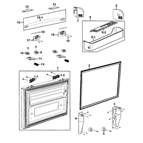 Freezer Door Diagram and Parts List for RF266AZRS XAA-0000 Samsung Refrigerator