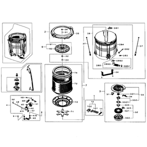 Tub Assembly Diagram and Parts List for WA5451ANW XAA-02 Samsung Washer