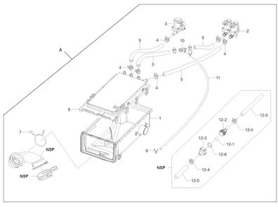 Drawer Housing Diagram and Parts List for 40249032010  Kenmore Washer