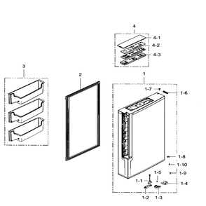 Freezer Door Right Diagram and Parts List for RF34H9960S4 AA-03 Samsung Refrigerator