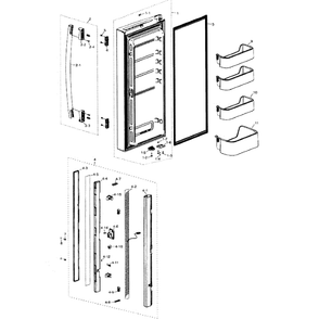 Left Door Diagram and Parts List for RF217ABRS XAA-0000 Samsung Refrigerator