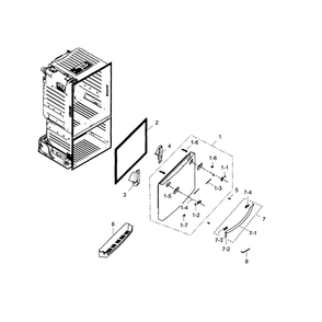 Freezer Door Diagram and Parts List for RF30HDEDTSR AA-0001 Samsung Refrigerator