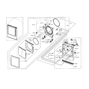 Frame Front And Door Diagram and Parts List for DV56H9000GP A2-0000 Samsung Dryer