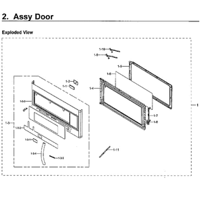 Door Diagram and Parts List for ME21K6000AS AA-01 Samsung Microwave Oven Combo