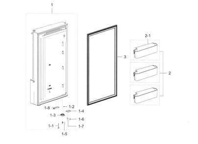 Freezer Door L Diagram and Parts List for RF28K9070SG AA-0000 Samsung Refrigerator