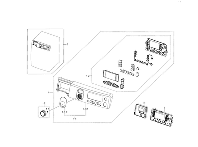 Control Panel Diagram and Parts List for WF448AAE XAA-0000 Samsung Washer