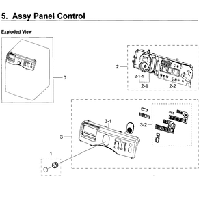 Control Panel Diagram and Parts List for WF219ANB XAA-01 Samsung Washer