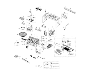 Cabinet Parts Diagram and Parts List for ME18H704SFW AA-00 Samsung Microwave Oven Combo