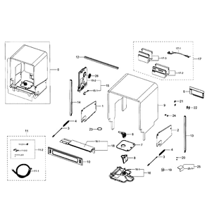 Cabinet Diagram and Parts List for DW80J7550UG AA-0002 Samsung Dishwasher