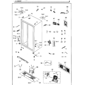 Cabinet Diagram and Parts List for RS25H5111SG AA-01 Samsung Refrigerator