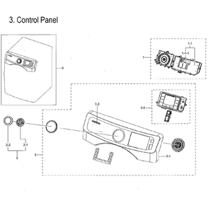 Control Panel Diagram and Parts List for DVG45M5500P A3-0000 Samsung Dryer