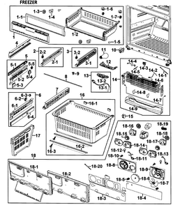Freezer Diagram and Parts List for RFG295AABP XAA-0000 Samsung Refrigerator