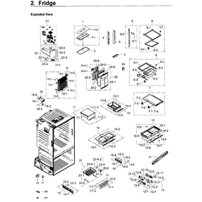 Fridge Diagram and Parts List for RF263BEAEWW AA-04 Samsung Refrigerator
