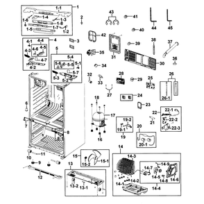 Cabinet Diagram and Parts List for RFG293HAPN XAA-0001 Samsung Refrigerator