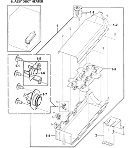 Heater Assy Diagram and Parts List for DV338AEW XAA-0000 Samsung Dryer