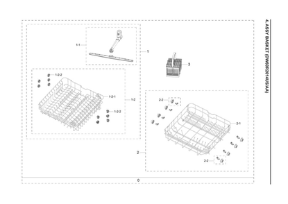 Basket Assembly Diagram and Parts List for DW60R2014US AA-00 Samsung Dishwasher