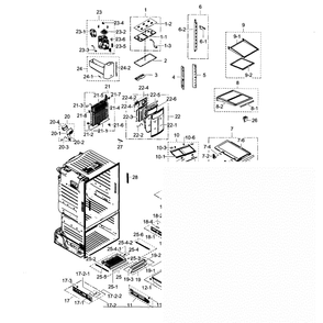Fridge Diagram and Parts List for RF30HDEDTSR AA-02 Samsung Refrigerator
