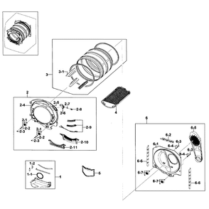 Drum Assembly Diagram and Parts List for DV328AEW XAA-01 Samsung Dryer