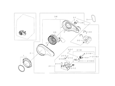 Motor Diagram and Parts List for DV331AEW XAA-0001 Samsung Dryer