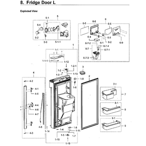 Fridge Door L Diagram and Parts List for RF28K9380SG AA-02 Samsung Refrigerator
