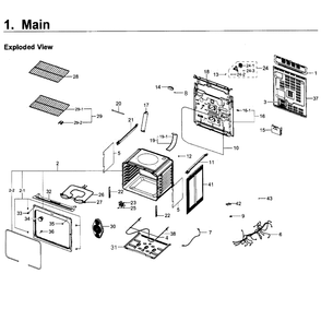 Main Assembly Diagram and Parts List for NE59J3420SW AA-05 Samsung Range