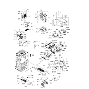 Fridge Diagram and Parts List for RF28HMEDBSR AA-0009 Samsung Refrigerator