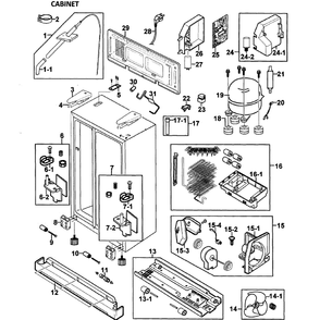Cabinet Diagram and Parts List for RS265LABP XAA-0000 Samsung Refrigerator