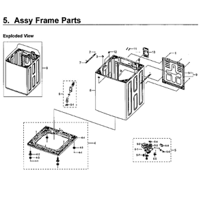 Frame Assembly Diagram and Parts List for WA50M7450AW A4-0000 Samsung Washer