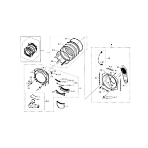 Drum Diagram and Parts List for DV36J4000EW A3-0000 Samsung Dryer