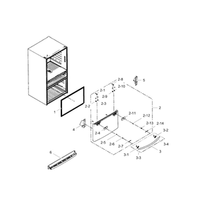 Freezer Door Diagram and Parts List for RF31FMESBSR AA-03 Samsung Refrigerator
