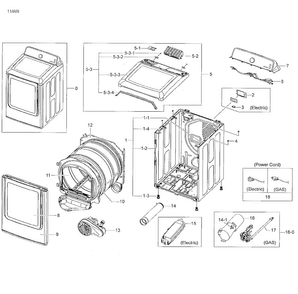 Main Asy Diagram and Parts List for DV48J7700GW A2-0002 Samsung Dryer