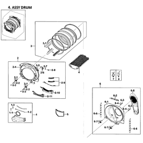Drum Assembly Diagram and Parts List for DV219AGW XAA-01 Samsung Dryer