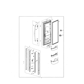 Left Fridge Door Diagram and Parts List for RF20HFENBSG US-00 Samsung Refrigerator