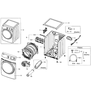 Part Location Diagram of DC93-00153H Samsung Assembly M. WIRE HARNESS;GRA