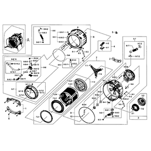 Tub And Drum Diagram and Parts List for WF457ARGSWR AA-0000 Samsung Washer