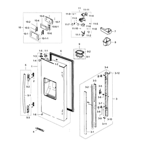 Refrigerator Door L Diagram and Parts List for RF267ACWP XAA-0000 Samsung Refrigerator