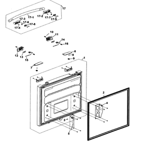 Freezer Door Diagram and Parts List for RF197ABWP XAA-0000 Samsung Refrigerator