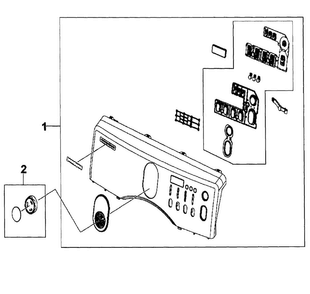 Control Panel Diagram and Parts List for DV203AEW XAA-0000 Samsung Dryer