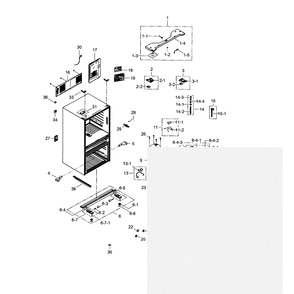 Cabinet Diagram and Parts List for RF24FSEDBSR AA-01 Samsung Refrigerator