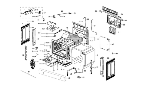 Main Assy Diagram and Parts List for NX58F5700WS AA-0003 Samsung Range