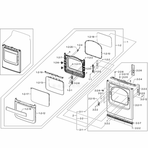 Assembly Front And Door Diagram and Parts List for DV5451AEW (XAC)(0003) Samsung Dryer