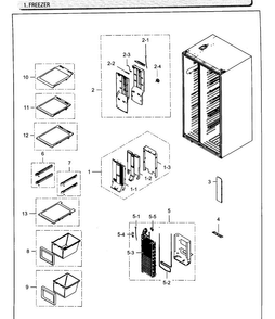 Freezer Diagram and Parts List for RH25H5611BC AA-0001 Samsung Refrigerator