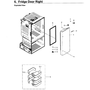 Fridge Door R Diagram and Parts List for RF263BEAEWW AA-0003 Samsung Refrigerator