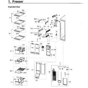 Freezer Diagram and Parts List for RH22H9010SR AA-0000 Samsung Refrigerator
